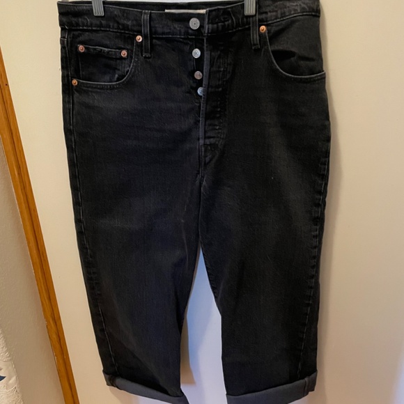 Levis Ribcage Straight Ankle Jeans size 31 well worn - black - Picture 5 of 9